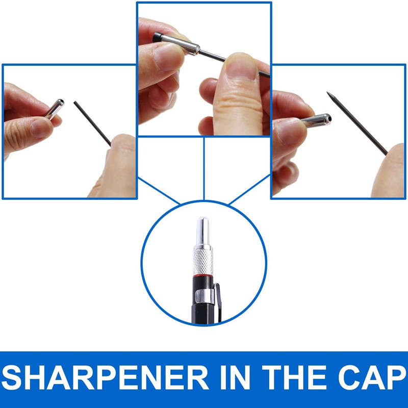 2,0 мм механичен молив Молив за черни чертежи Дърводелски занаяти Художествени скици с 12 бр. пълнител