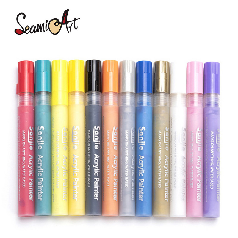 1 kom Trajni marker bijela crna šarena tinta akrilna vodootporna olovka dopisnica 2 mm okrugla uredska škola DIY platno crtež kamena