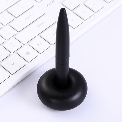 Metalinis stalinis/stalinis tušinukas su magnetiniu rašiklio laikikliu, 1.0 rašiklio antgaliu, stalinis rašiklis – madingi biuro reikmenys, juoda, sidabrinė