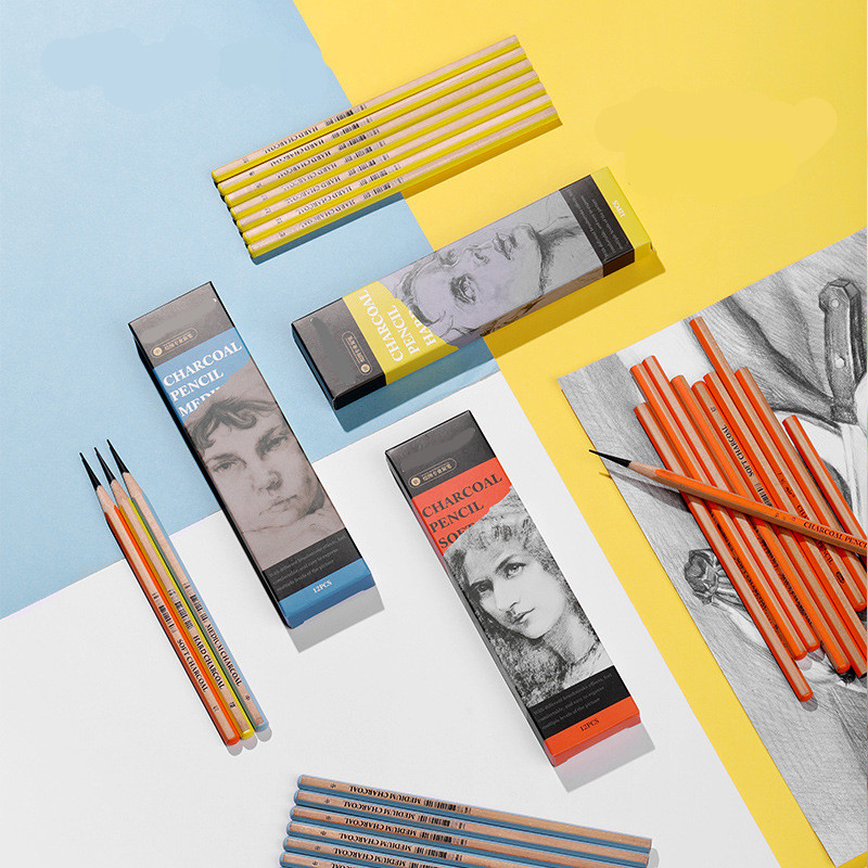 12Pcs Charcoal Soft Medium Hard Student Art Special Authentic Sketch Sketch Pen Soft Student Soft Black Charcoal Art pribor