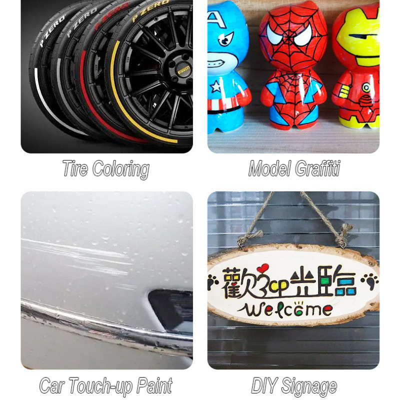 12 värvi värvilised markerid veekindlad autorehvid rehvimustri kummist metallist püsivärvi markerid pliiatsid kirjatarvete värvimistarbed