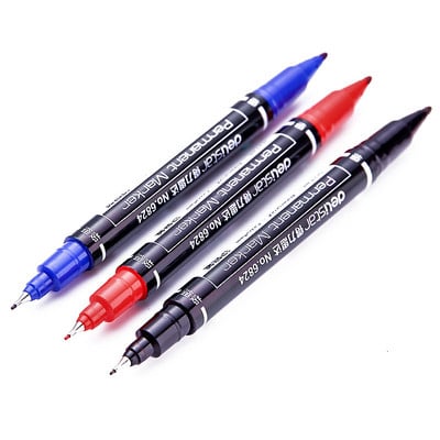 3 komada dvostrukih vrhova u boji 0,5/1 mm brzo sušeći trajni markeri za znakove za tkaninu Metalna kvaliteta fineliner za crtanje Markeri za gume