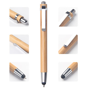 10 ΤΕΜ Creative Bamboo Ballpoint Pen Business School Γραφικά προμήθειες 2 σε 1 με γραφίδα