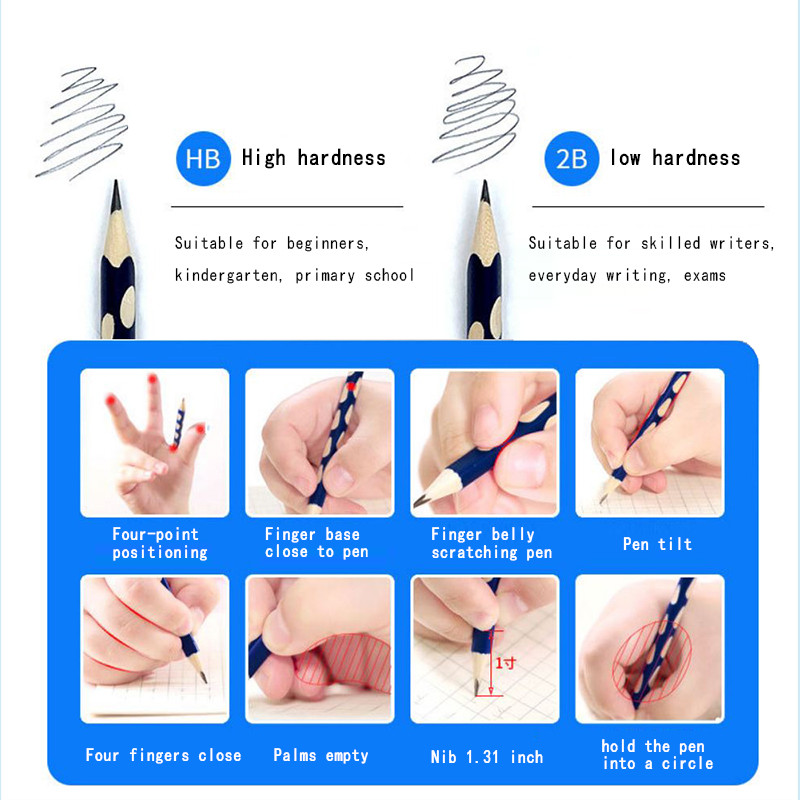 10Pcs/Paket Drvena olovka 2B HB olovka s gumicom Dječja škola za crtanje Pisaći pribor Besplatno šiljilo