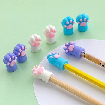 3 бр. Kawaii Cat Paw Pencil Cap Сладък удължител за молив Преносим сензорен калъф за писалка Корейски канцеларски материали Детски подаръци Училищни офис консумативи