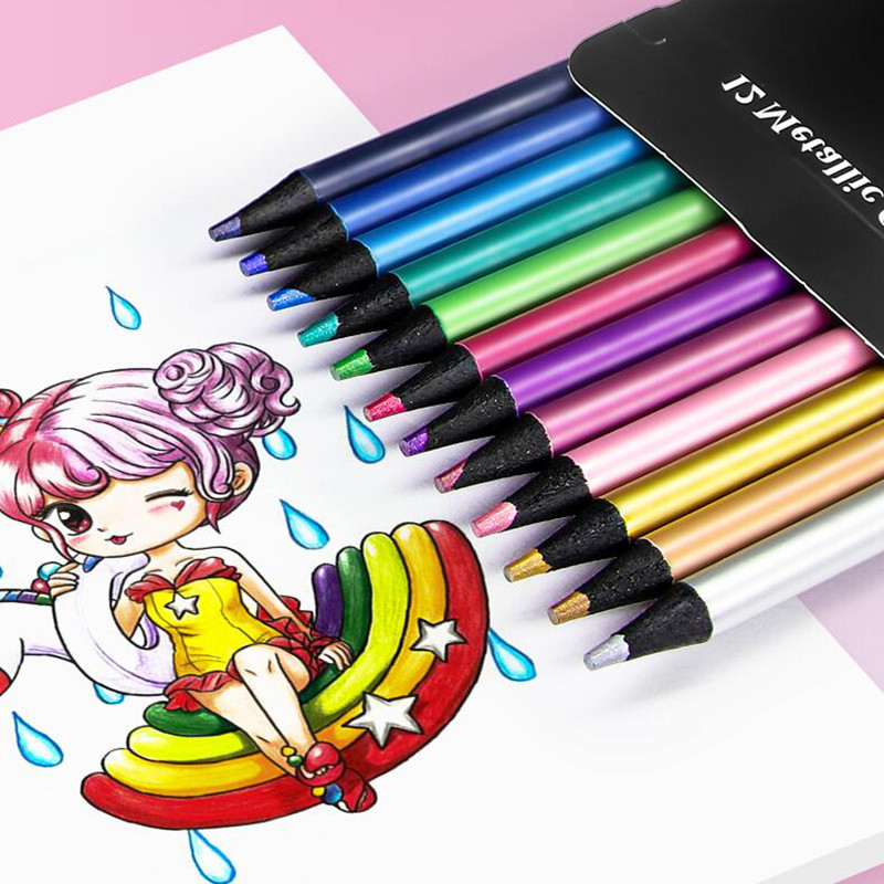 12 komada metalnih olovaka u boji Drvene olovke za bojanje skica za crtanje Profesionalni umjetnički pribor za studente umjetnike Pribor