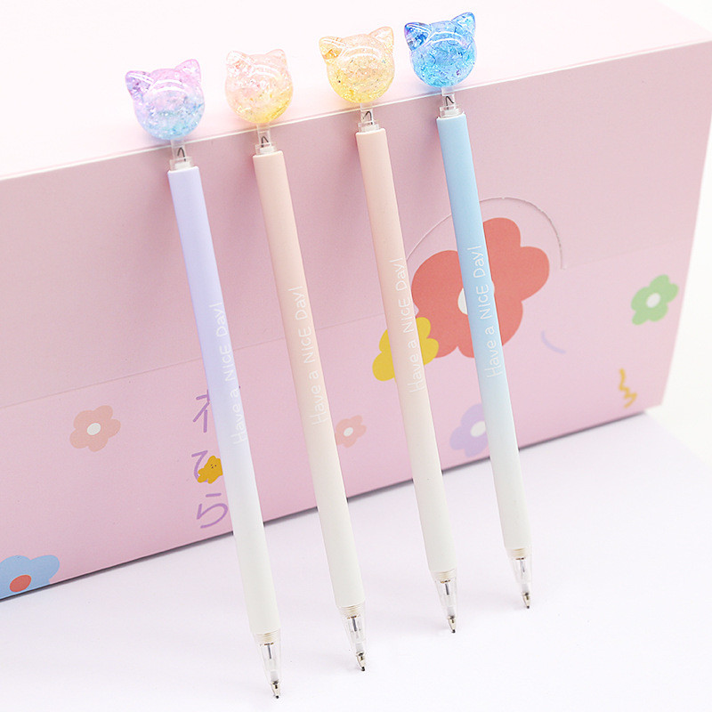 2 τμχ Kawaii Cat Mechanical Pencils Χαριτωμένα αυτόματα μολύβια φορητά στυλό τύπου για σχολικά κορεατικά είδη γραφείου