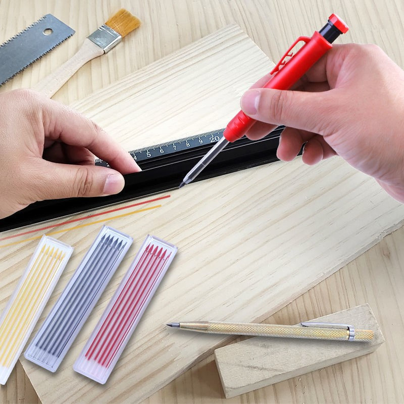 Dziļu caurumu kokapstrādes zīmuļu komplekts Iebūvēts asināmais Profesionāls galdnieka mehānisko zīmuļu marķēšanas rīku komplekts arhitektam