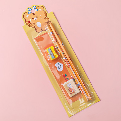 5pcs/set crtani HB gumice za olovke Lenjir Kawaii Drveni slatki set olovaka Studenti Dječji darovi za školski uredski pribor