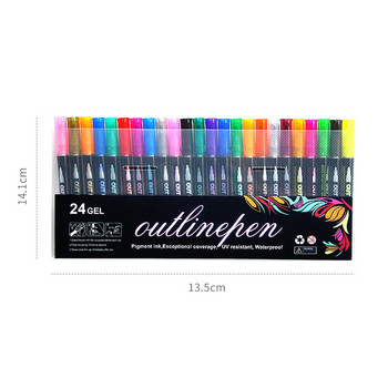Double Line Silver Anime Pens Art Crafting Supplies DIY Fineliner Pens Ποικιλία χρωμάτων Στυλό τέχνης για Doodling Drawing Calligraphy