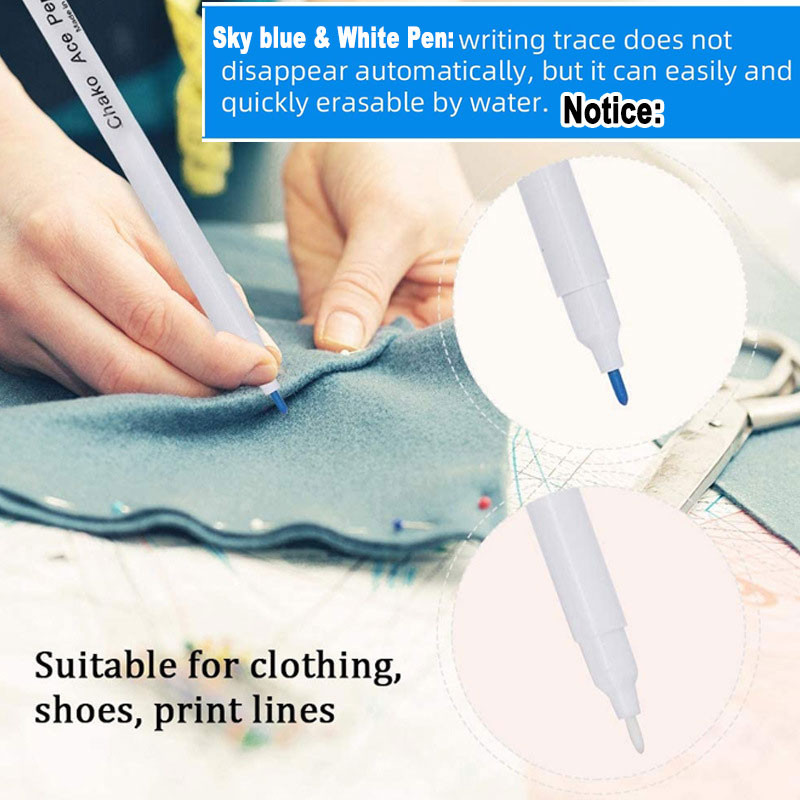 7Pcs Vodobrisiva olovka Periva Topiva Tinta Tkanina koja nestaje Marker za tekstil za crtanje crta