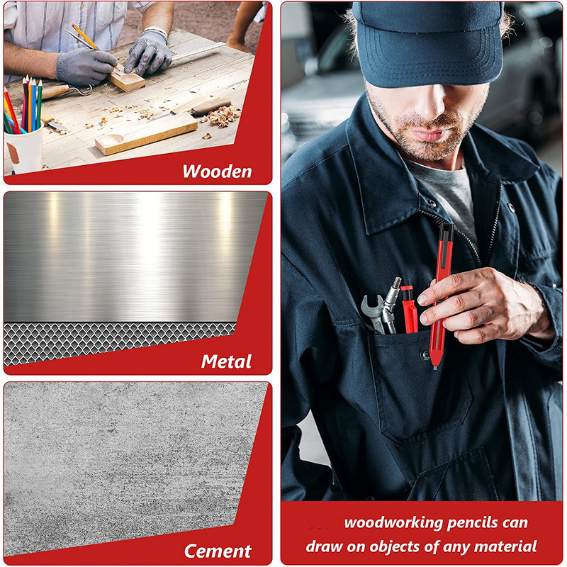 Carpenter Pencil Olovka s dugim nosom Deep Hole i Black Refills Marker Pencil za obradu drva Construction Scriber Architect