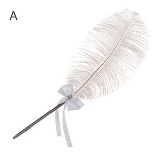 1 KOM Pernata kemijska olovka Noj, pliš, slatka prijava za vjenčanje Uredski potpis Metalna Caneta crna Canetas punjenje Romantični dar