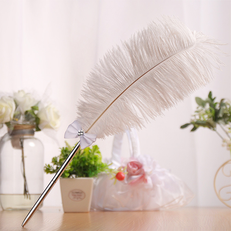 1 KOM Pernata kemijska olovka Noj, pliš, slatka prijava za vjenčanje Uredski potpis Metalna Caneta crna Canetas punjenje Romantični dar