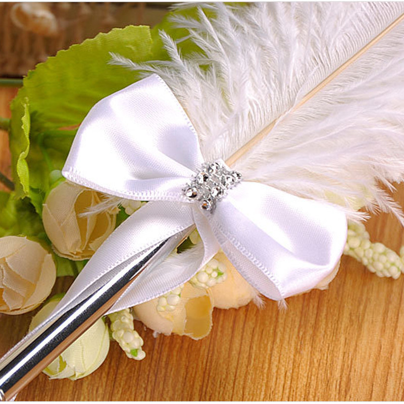 1 KOM Pernata kemijska olovka Noj, pliš, slatka prijava za vjenčanje Uredski potpis Metalna Caneta crna Canetas punjenje Romantični dar