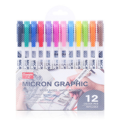 0,5 mm 12 színű Retro fluoreszkáló színes tűtoll Színes művészeti jelölők Anime Design horogvonalas tollfestés Graffiti jelölőtoll