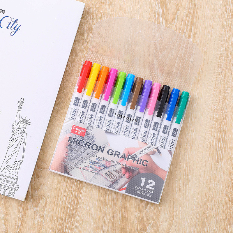 0,5 mm 12 színű Retro fluoreszkáló színes tűtoll Színes művészeti jelölők Anime Design horogvonalas tollfestés Graffiti jelölőtoll