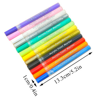 12 цветни акрилни маркери, метална писалка, писалка, манга, перманентна хартия за пързаляне, стъклена стена, рисуване на нокти, графити, писалка, арт цветове