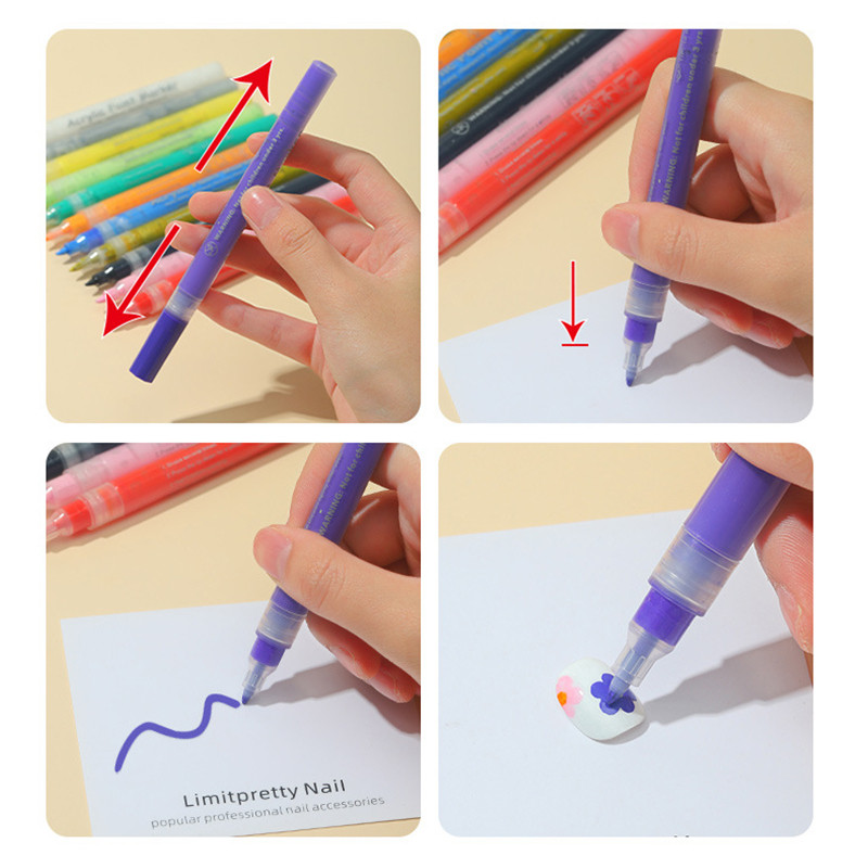 12 markere acrilice de culoare scris stilou metalic manga stilou patinaj permanent hârtie sticlă desen pe perete unghii stilou graffiti culori artă