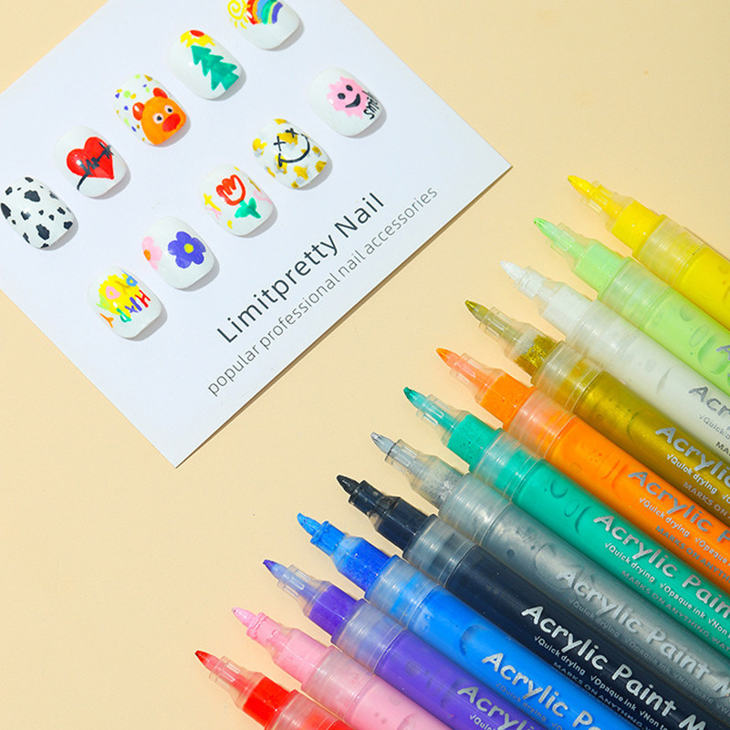 12 markere acrilice de culoare scris stilou metalic manga stilou patinaj permanent hârtie sticlă desen pe perete unghii stilou graffiti culori artă