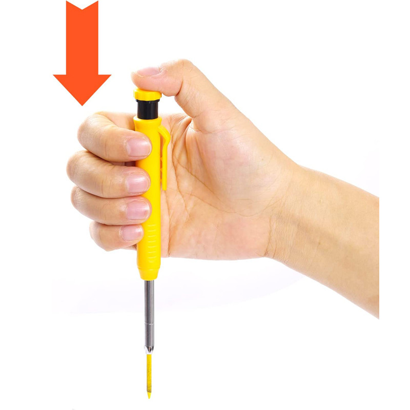Set de creioane solid pentru dulgher, stilou mecanic pentru prelucrarea lemnului, instrument de marcare a găurilor adânci de 2,8 mm, ascuțitor încorporat, muncitor, arhitect, scriber
