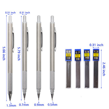 Метален механичен молив 0,5 мм/0,7 мм/0,9 мм/1,3 мм Висококачествен автоматичен молив за рисуване на скици Училищни канцеларски материали