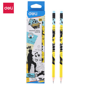 DELI grafīta zīmuļi skolai jauks zīmuļa 1 kastīte (12 gab.) 2B zīmēšanas zīmuļu komplekts, koka zīmuļi bērniem U53200 U53300