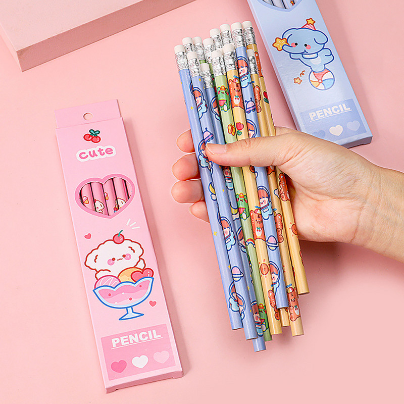 6Pcs/Set Slatka kawaii crtana olovka HB Sketch Artikli Crtanje Pribor Student Školski uredski materijal za djecu Poklon