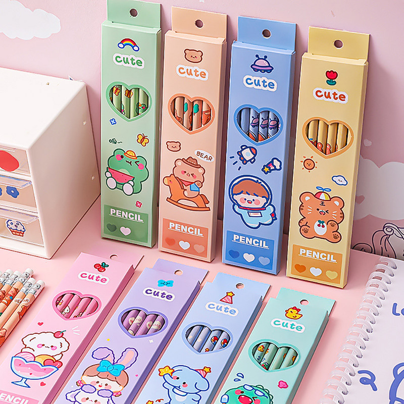 6Pcs/Set Slatka kawaii crtana olovka HB Sketch Artikli Crtanje Pribor Student Školski uredski materijal za djecu Poklon
