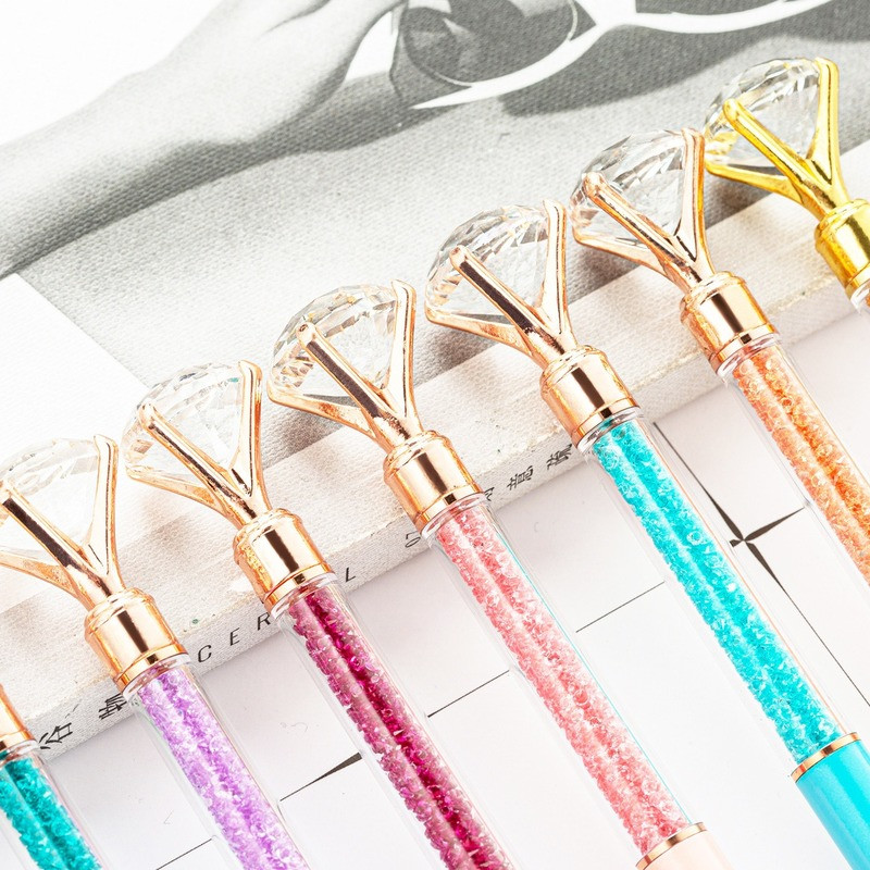 1 kom. Slatka kemijska olovka s dragim kamenom, kristalno staklo, dijamant, metalna kemijska olovka, prekrasna poklon olovka za učenike, školski uredski pribor