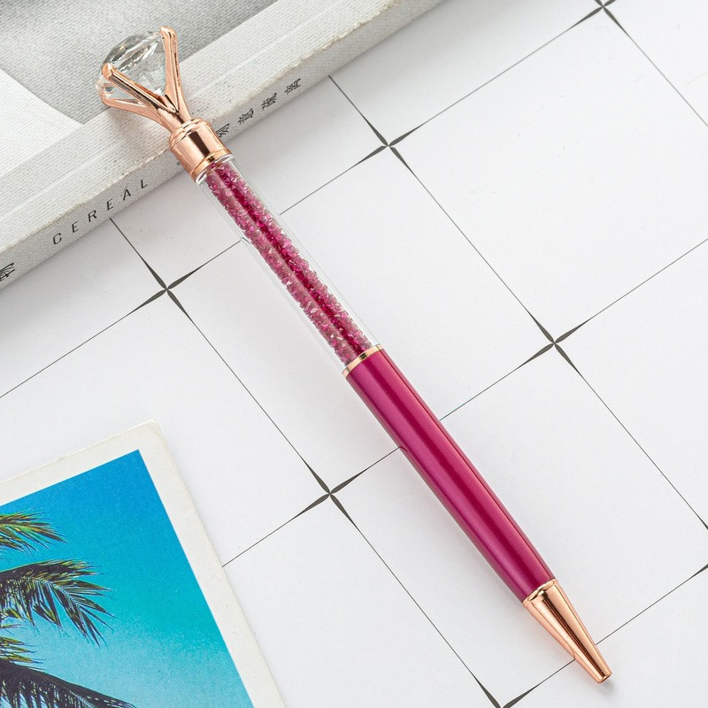 1 kom. Slatka kemijska olovka s dragim kamenom, kristalno staklo, dijamant, metalna kemijska olovka, prekrasna poklon olovka za učenike, školski uredski pribor