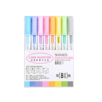 Marker u boji s dvostrukim redom Olovka za bilješke Umjetnička slika Ručna olovka za račun Flash Marker Olovka za konture Uredski pribor
