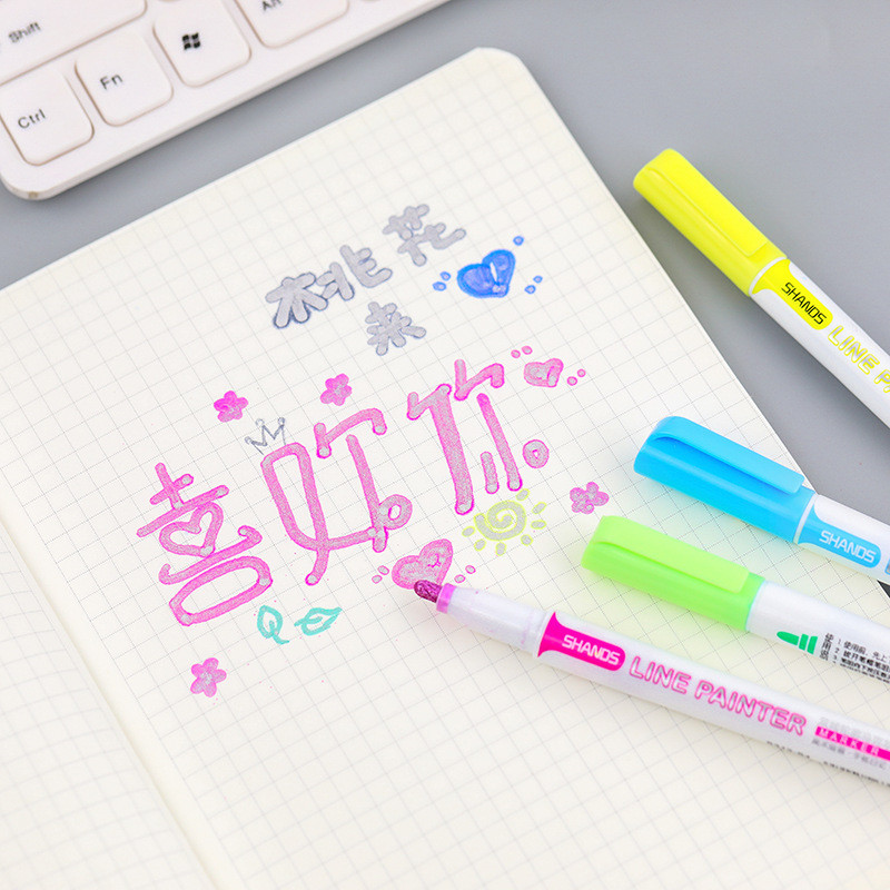 Marker u boji s dvostrukim redom Olovka za bilješke Umjetnička slika Ručna olovka za račun Flash Marker Olovka za konture Uredski pribor