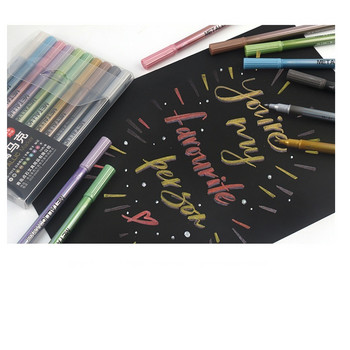 10 τμχ/σετ Μαρκαδόρος Μεταλλικό Χρώμα 1-2mm Fine Liner Σχέδιο Ζωγραφική Γράμματα Σχέδιο Students Stationery Art Supplies H6924