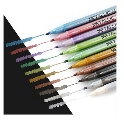 10 τμχ/σετ Μαρκαδόρος Μεταλλικό Χρώμα 1-2mm Fine Liner Σχέδιο Ζωγραφική Γράμματα Σχέδιο Students Stationery Art Supplies H6924
