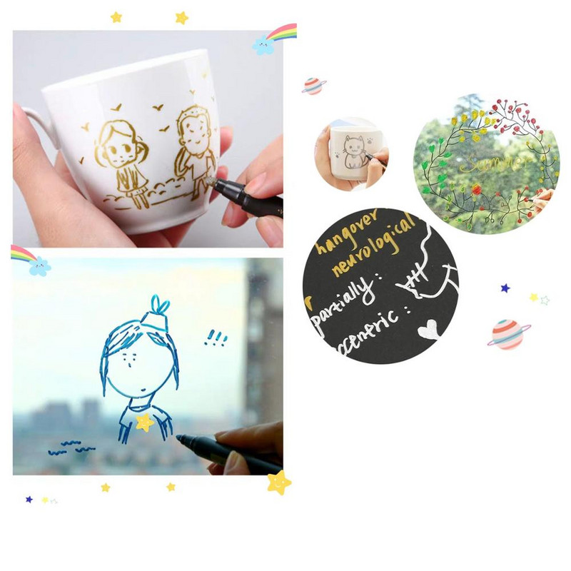 10 бр./компл. Метален цветен маркер Химикалка 1-2 мм Fine Liner Рисуване Живопис Дизайн на надписи Студентски канцеларски материали Консумативи за изкуство H6924