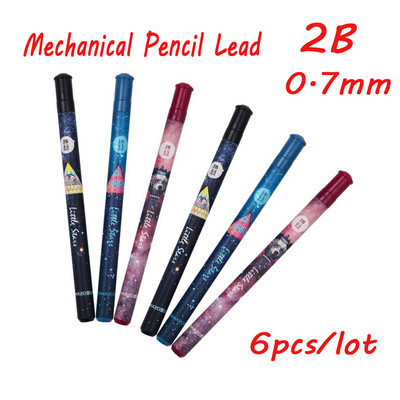 Náhradná tuha do mechanickej ceruzky 0,5-0,7 mm, 2B, automatická ceruzka, 1 balenie, 120 mm * 20 ks, pre školské a kancelárske písacie potreby, 6 ks/sada
