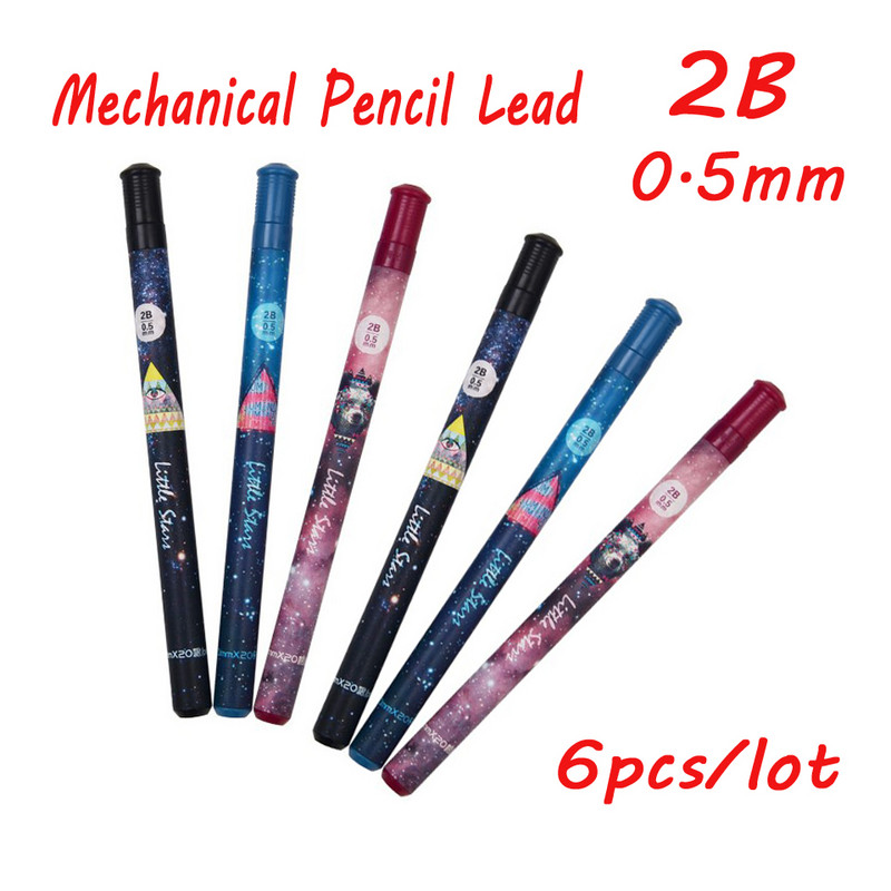 Náhradná tuha do mechanickej ceruzky 0,5-0,7 mm, 2B, automatická ceruzka, 1 balenie, 120 mm * 20 ks, pre školské a kancelárske písacie potreby, 6 ks/sada
