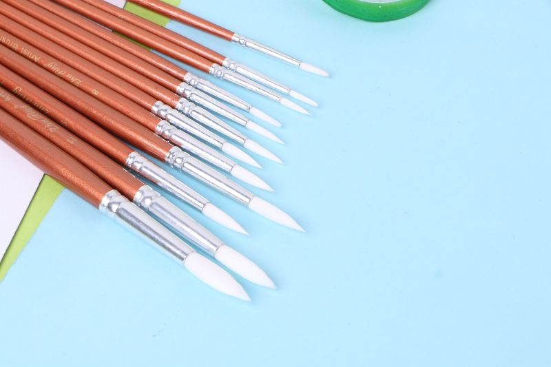 H05B 12vnt Puikūs raudoni perliniai mediniai dažai akriliniai akvarelės aliejiniai dažai dailininkų teptukai