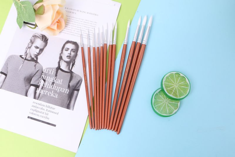 H05B 12vnt Puikūs raudoni perliniai mediniai dažai akriliniai akvarelės aliejiniai dažai dailininkų teptukai