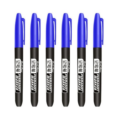 6 kom/set 1,5 mm fine vodootporne trajne flomastere s finom tintom, tankim vrhom, grubim perom, crvenim, crnim i plavim tintom, markerima u boji