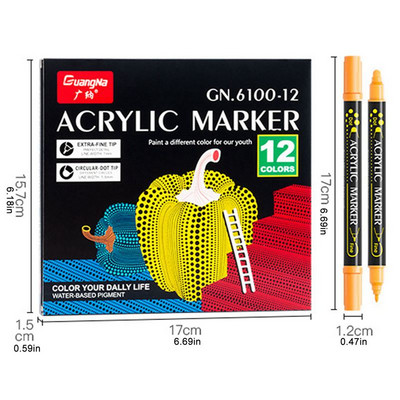 12 farieb umelecký fix, akrylová farba, štetec, pero, maľba na kameň, kameň, keramiku, sklo, drevo, plátno, DIY graffiti, kresliace potreby