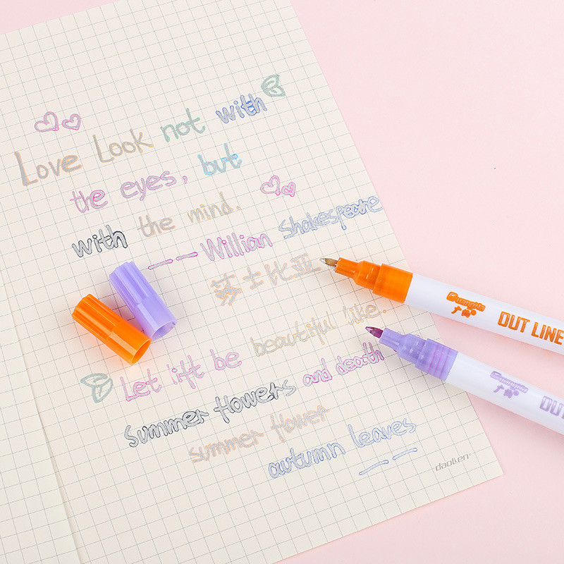 Joonistus Maalimine Markerpliiats Kinkekaartide kirjutamine Joonistus Kahejooneline kontuuripliiats, Kaasaskantav kooli jaoks isetegemise plakatitarvikud markerpliiats