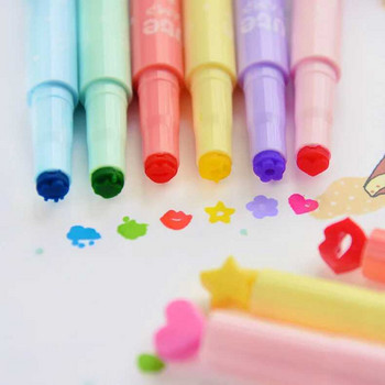 6 τεμ/Παρτίδα Creative Marker Pen Cute Candy Color Highlighters Inks Stamp Pen Σχολικά προμήθειες Γραφείο Χαρτικά Δώρα για παιδιά