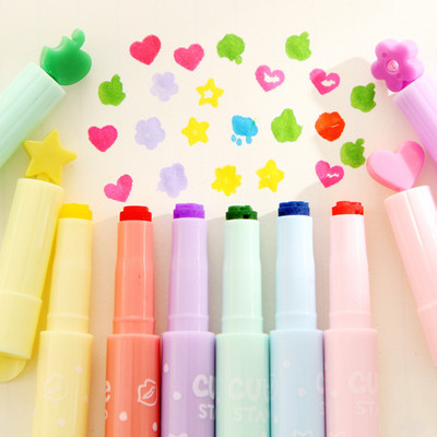 6 τεμ/Παρτίδα Creative Marker Pen Cute Candy Color Highlighters Inks Stamp Pen Σχολικά προμήθειες Γραφείο Χαρτικά Δώρα για παιδιά