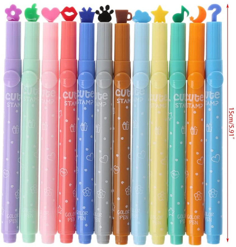 6Pcs/Lot Kreativna flomaster slatka markantna olovka tinte Pečat olovka Školski pribor Uredski pribor Darovi za djecu