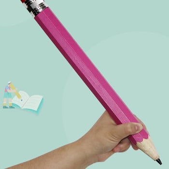 Големи моливи Дървени моливи Очарователни-Направи си сам дървообработващи играчки Подаръци Канцеларски материали Молив Пиши и изтривай H8WD