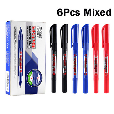 6 τεμ./σετ Μαρκαδόροι διπλής κεφαλής χρωματιστοί μαρκαδόροι 0,9/1,4 χιλιοστά Fine Point Αδιάβροχο 3 Χρώματα Στυλό Σκίτσο Σχολικά είδη ζωγραφικής