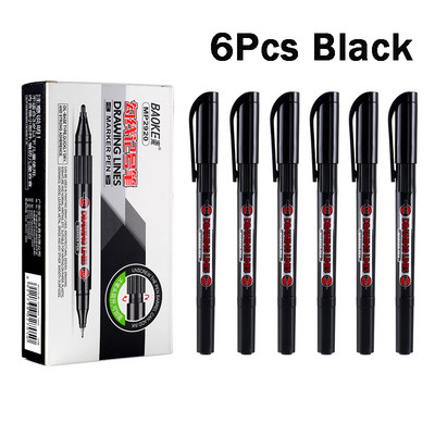 6 τεμ./σετ Μαρκαδόροι διπλής κεφαλής χρωματιστοί μαρκαδόροι 0,9/1,4 χιλιοστά Fine Point Αδιάβροχο 3 Χρώματα Στυλό Σκίτσο Σχολικά είδη ζωγραφικής