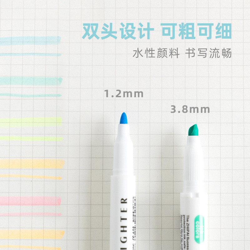 Mažas gaivus ir švelnus paryškinimo rinkinys dvigalvis spalvotas žymeklis grafiti ranka pieštas penkių spalvų rašiklis